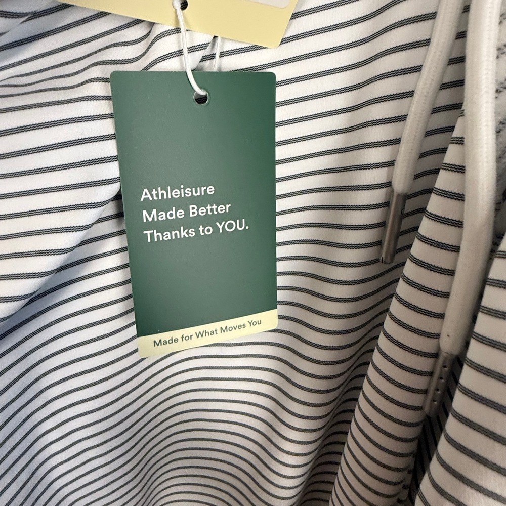Halara Striped Wide Leg Athleisure Pants XL Tall White Navy Drawstring NWT - Picture 4 of 8